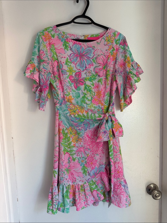 Lilly Pulitzer Dresses & Skirts - Lilly Pulitzer Pink Floral Midi Dress with Green & Blue Accents